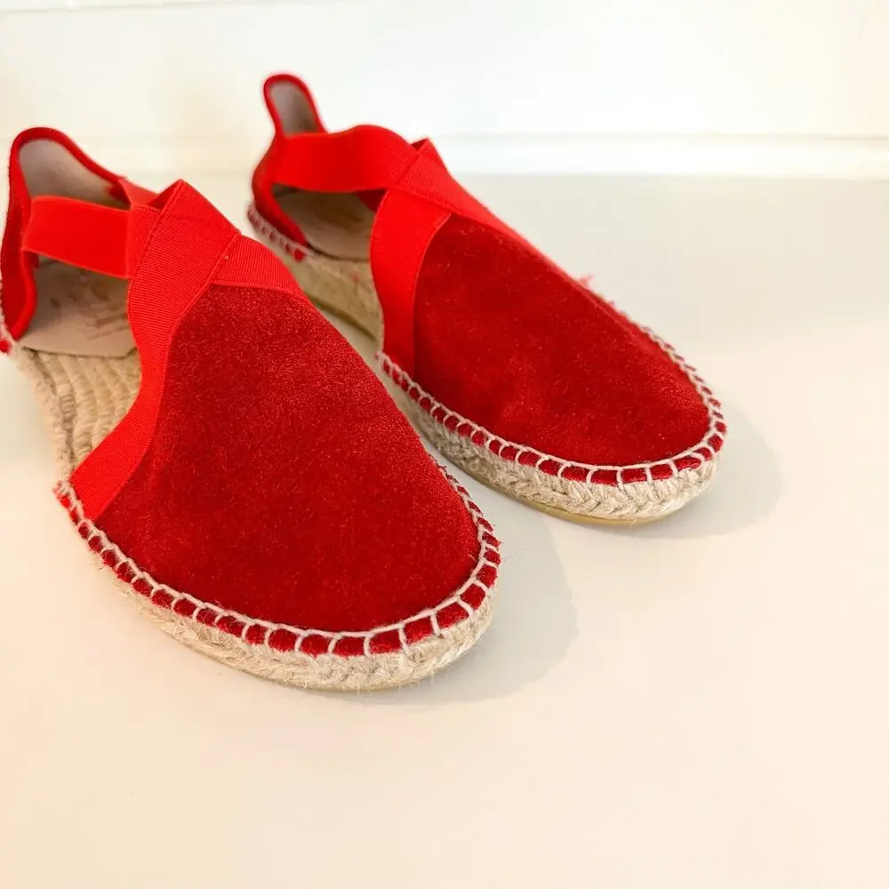 La Maison de L' Espadrille Suede Slip On Espadrille Sandal Red 36